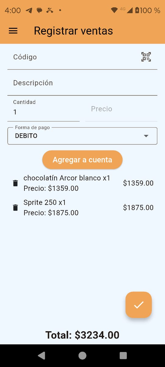 Pantalla de escaneo de producto